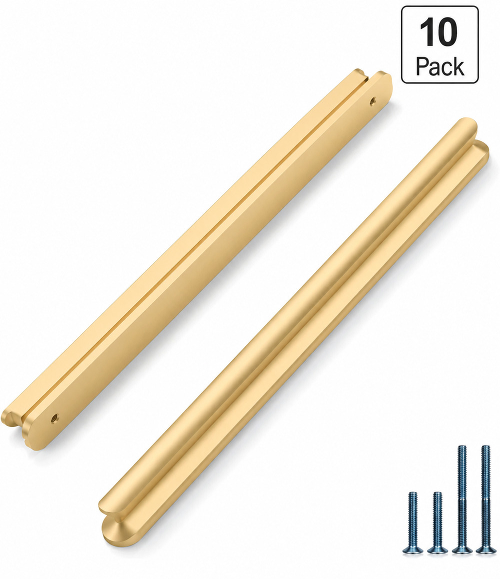 Asidrama 10 Pack 7.5" Brushed Gold Cabinet Pulls Kitchen Drawer Handles 192mm